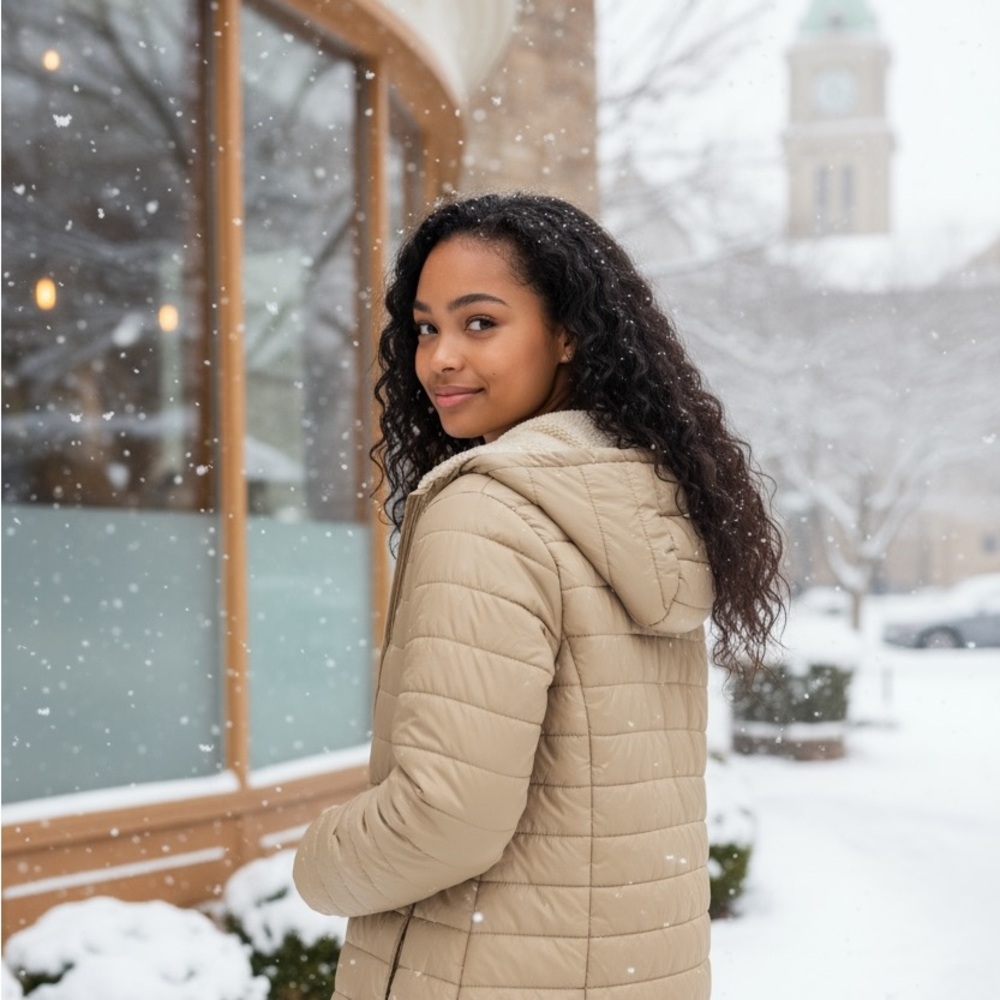 Women's Tan Quilted Jacket